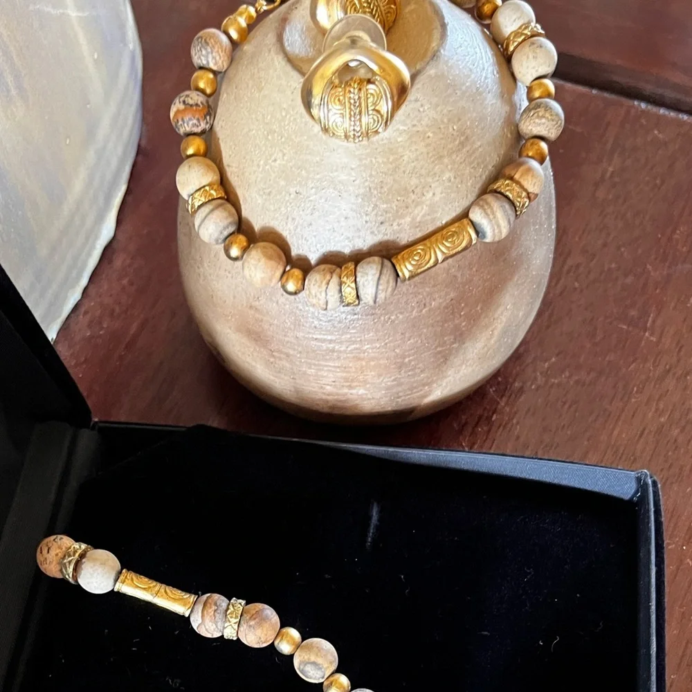Arque Arte, 24k gold jewelry set; necklace, earrings and bracelet. Exquisite! - Picture 12 of 13